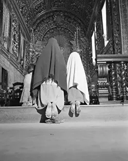 Prayer Prints: Mother With Children Praying In Church