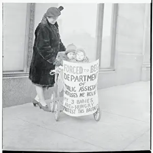 Mother Picketing with Her Children
