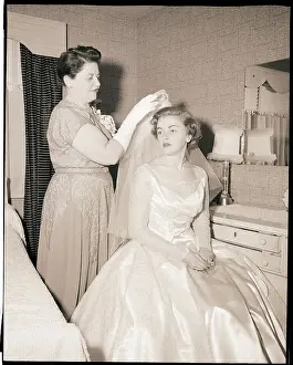Veil Prints: Mother Putting Bridal Veil on Daughter