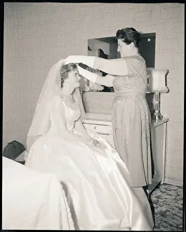 Veil Prints: Mother Putting Bridal Veil on Daughter
