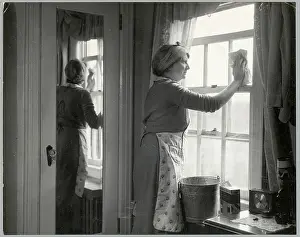 Pail Prints: Mother Washing The Windows In Her Home