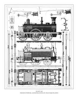 Motive Power; Construction of Inclined Planes Engraving Antique Illustration, Published