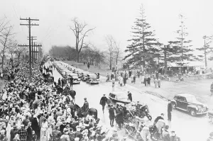 Dearborn Prints: Motorcade and People at Henry Ford Funeral