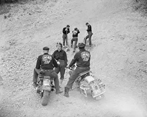 Motorcycle Club Preparing Hill For Race