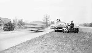 Motion Blur Prints: Motorcycle Police Officer Watching for Speeders
