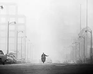 Air Pollution Prints: Motorcyclist Surrounded by Smog