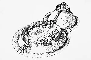 Images Dated 8th February 2007: Motte and Bailey castle atop raised earth mound