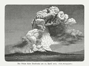 Volcano Gallery: Mount Vesuvius on April 26, 1872, wood engraving, published 1897