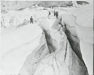 Landforms Prints: Mountain Climbers over Deep Crevices