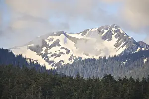 Mountain covered with snow, St. Lazaria Island, Baranof Island, Inside Passage, Alaska, USA