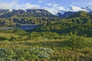 Mountain landscape, Eyjafjallajoekull glacier, Borsmoerk, Iceland, Europe