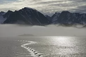 Mountain scenery around the fjord, Smeerenburgfjorden, Spitsbergen Island, Svalbard Archipelago, Svalbard and Jan Mayen