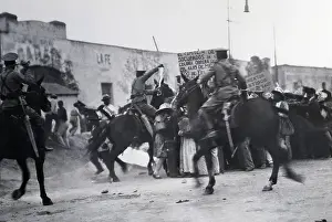 Unemployment Prints: Mounted Police Charge Marchers