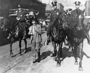 Riot Prints: Mounted Police Escorting Man on Street
