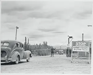 Whitehorse Prints: Mountie Stopping a Car on the Alaska Highway