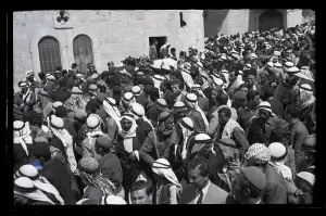 Mourner Prints: Mourners Attending Funeral of Abdul Kadir Husseini