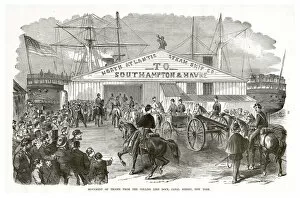 Images Dated 29th January 2018: Movement of Troops from the Collins Line Dock, Canal Street, New York, Civil War Engraving