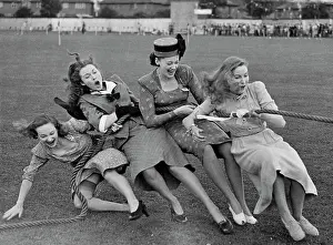 Movie Actresses in Tug-O-War Event