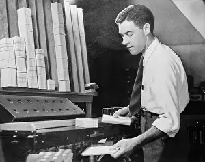 Punch Card Prints: Mr. Clyde Martin Working on IBM