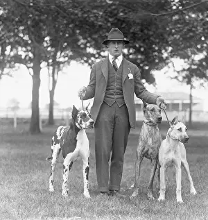 Mr. Harriman with Three Great Danes
