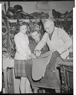 Mr Kauffmann Demonstrating Saddle Making