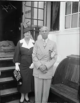 Alfred P Prints: Mr. and Mrs. Alfred Sloan Standing on Ship