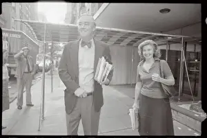 Mr. and Mrs. Daniel Moynihan Leaving Their Apartment