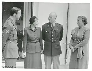 Amsterdam Prints: Mr. and Mrs. Eisenhower Chatting with Prince Bernhard and Queen Juliana