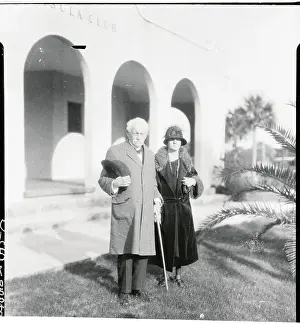 Harding Prints: Mr. and Mrs. G. Harding Standing on Lawn While Wintering in Florida