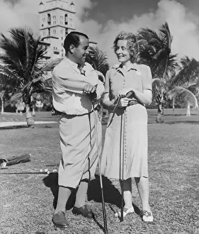 Mr. and Mrs. Gene Sarazen Standing on Golf Course