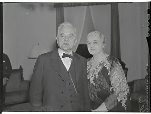 George W Prints: Mr. and Mrs. George W. Norris Posing for Camera in Formal Dress