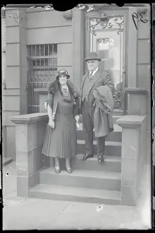 Obrien Prints: Mr. and Mrs. John P. O'Brien Posing on Front Steps