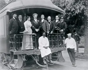 Passenger Car Prints: Mr. and Mrs. Paderewsky on Platform of Train