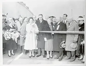 Nyack Prints: Mrs. Averill Harriman Cutting a Ceremonial Ribbon