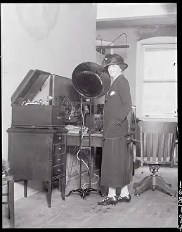 Mrs Barclay H Warburton Posing with Radiophone
