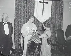 Tuberculosis Prints: Mrs. Ernest R. Grant Presenting Eleanor Roosevelt with Health Cross