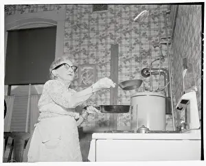 Springfield Prints: Mrs. Eugenia Frazier Cooking Pancakes