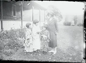 Mrs. Frank Vanderbilt Speaking to Three Young Girls