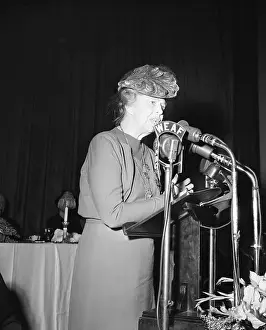 Mrs. Franklin Roosevelt Addressing a Radio Audience