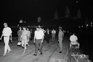 Mrs. Jacqueline Kennedy Strolling Barefoot Through Cambodian Ruins