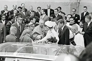 Worshiper Prints: Mrs. Kennedy Shaking Hands with Mexican Archbishop