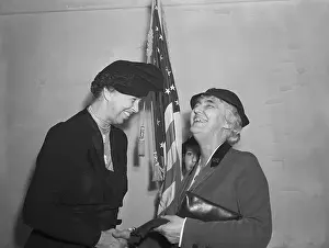 Mrs. Roosevelt and Mrs. Hoover Shake Hands