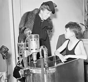 Mrs. Roosevelt with Young Man with Paralysis
