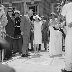 Mrs. Rose Kennedy Watching the Unveiling of a Memorial Plaque