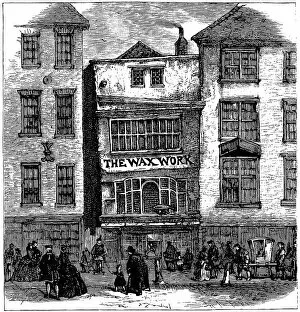 Crowded Gallery: Mrs Salmon's Waxwork, Fleet Street, London (engraved illustration)
