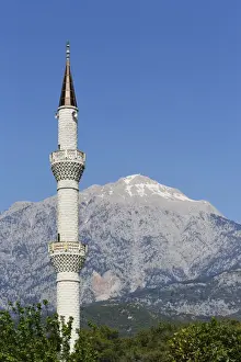 Mt. Tahtali Dagi and minaret, Olimpos Beydaglari National Park, Tekirova, Lycia, Province of Antalya, Turkey