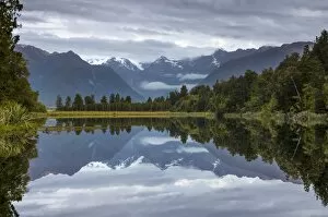 Images Dated 7th December 2011: Mt Tasman and Mt Cook, reflection in Lake Matheson, Mount Cook National Park