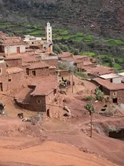 Images Dated 1st March 2014: Mud-brick village of Anammer, Ourika Valley, Atlas Mountains, Marrakech-Tensift-Al Haouz, Morocco