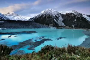 Images Dated 16th May 2012: Mueller Glacier Lake and Mount Cook at Dusk