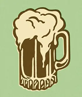 After Work Prints: Mug of Beer on Green Background